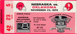 1973 Oklahoma vs. Nebraska Ticket Stub Art
